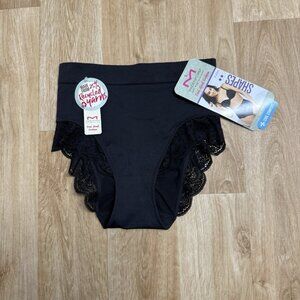 MAIDENFORM SHAPEWEAR LACE BRIEF FIRM SIZE L BLACK COOL COMFORT SEAMLESS NEW